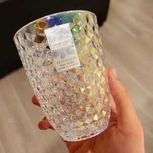 Set of 2 Shabby chic Iridescent acrylic outdoor glasses